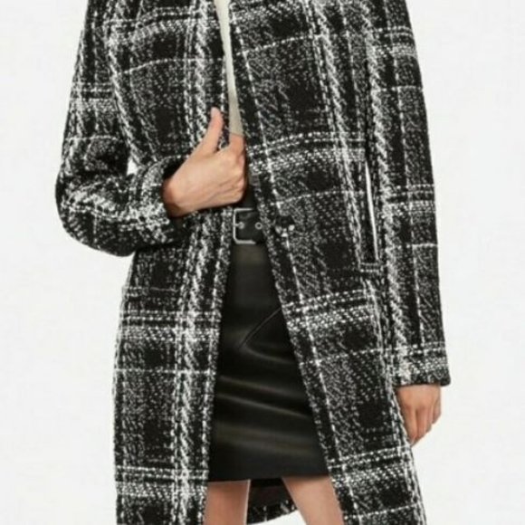 COPY - Express Black and White Plaid Peacoat - XS/TP - Picture 3 of 12